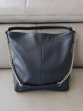 Danier Black Leather Hobo Bag | Gold Chain Strap